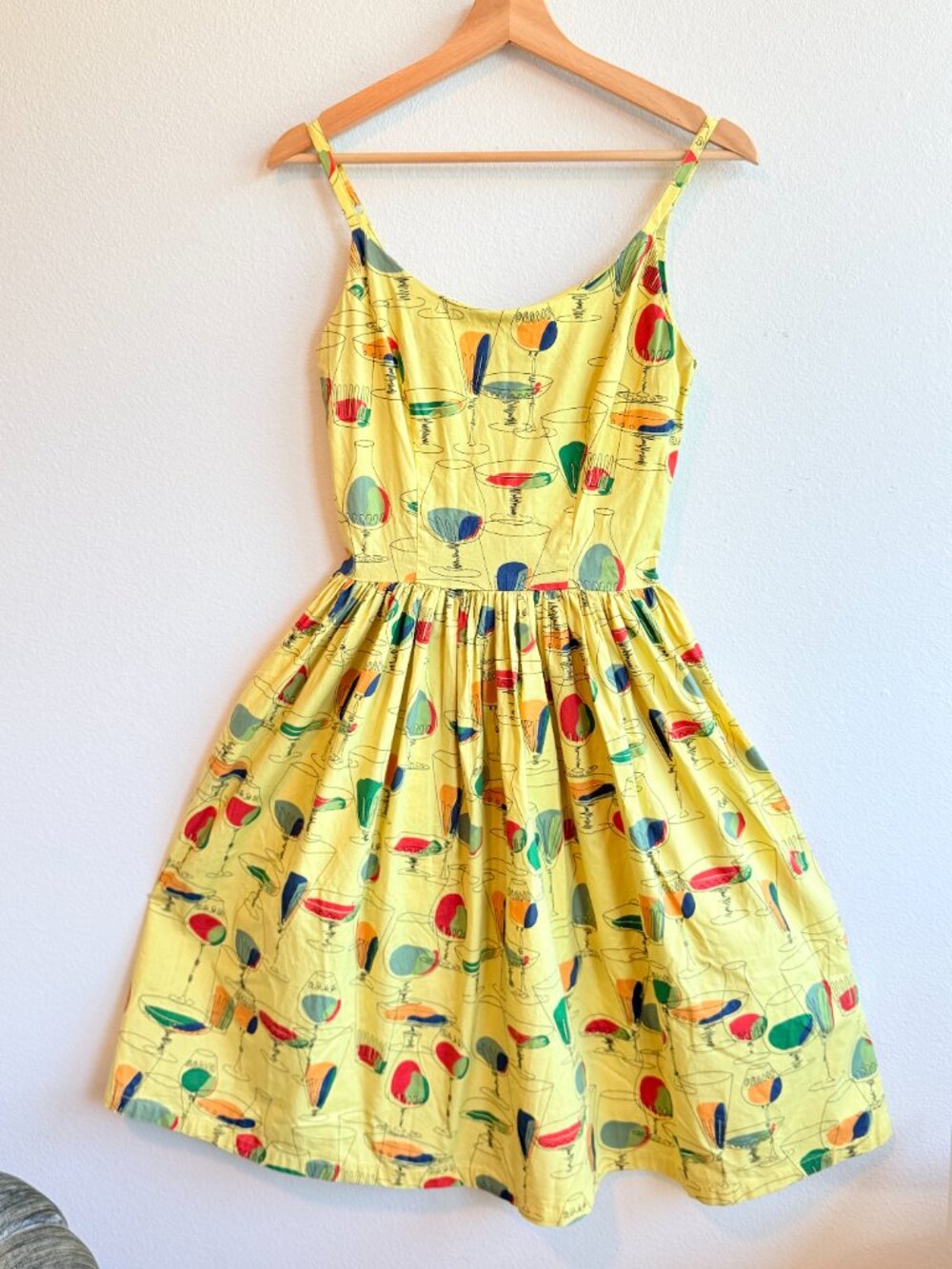 Tatyana Bettie Page Retro Midi Dress XS Colorful Print Wedding Guest